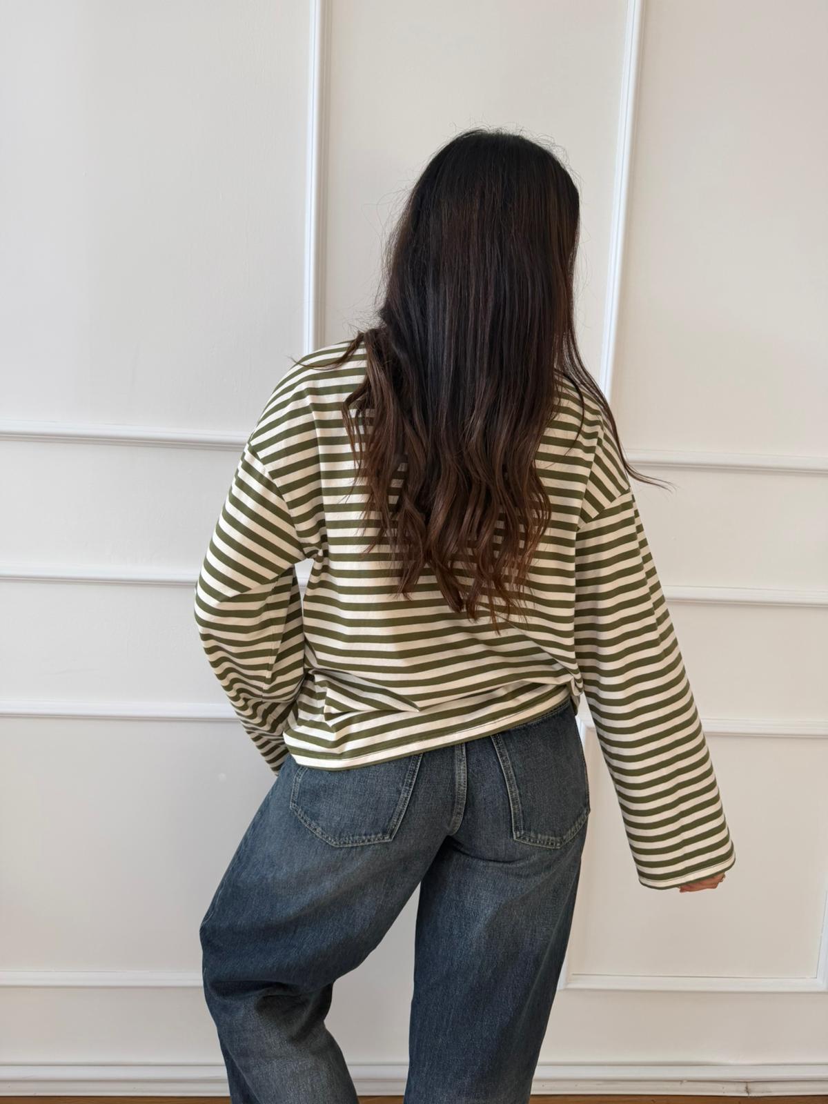 Long Sleeve Moss and Cream