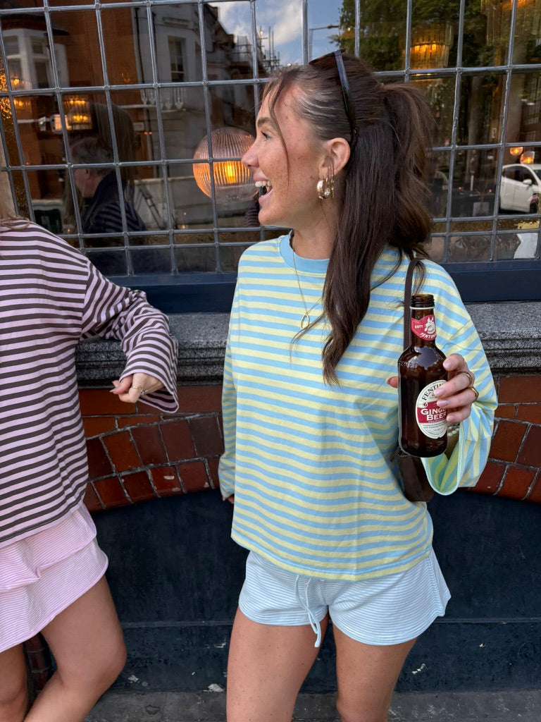 Long Sleeve Baby Blue and Butter Yellow