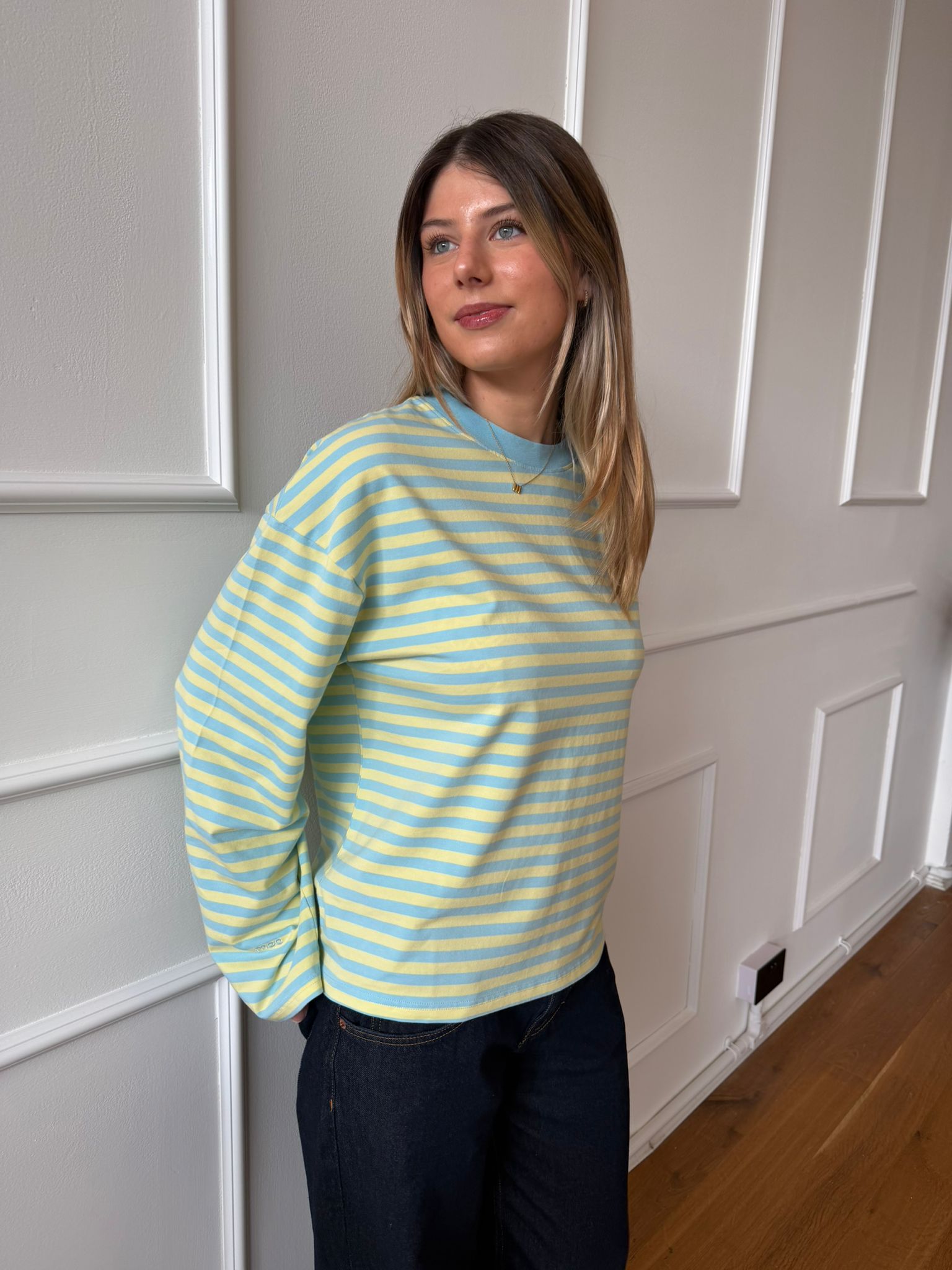 Long Sleeve Baby Blue and Butter Yellow