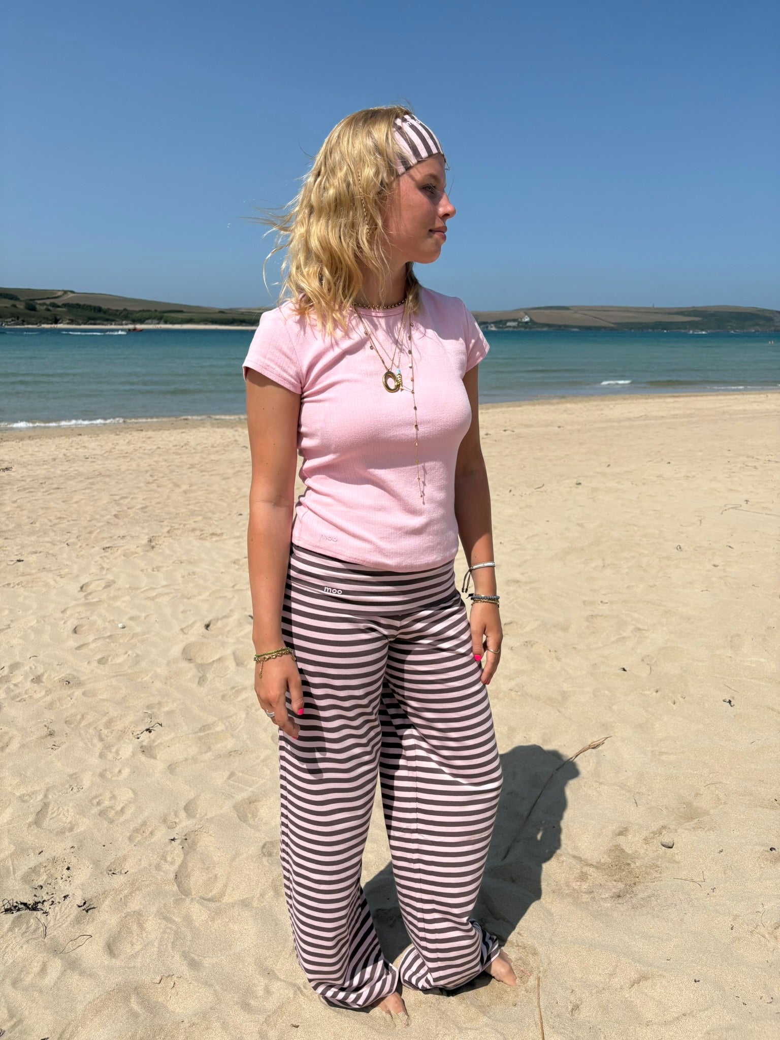 Flip Waist Trousers - Pink and Chocolate