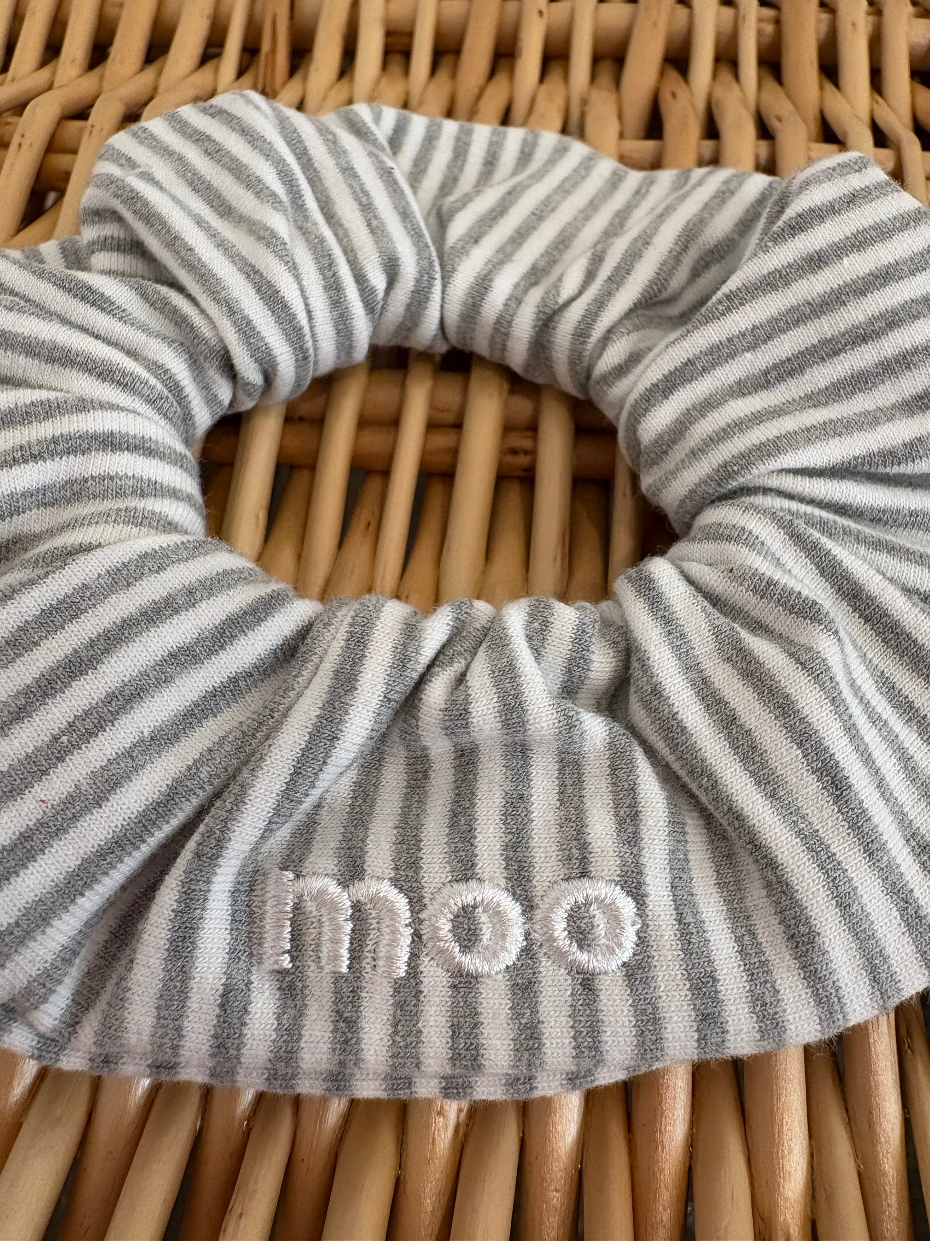 Soft Grey Striped Scrunchie