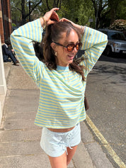 Long Sleeve Baby Blue and Butter Yellow