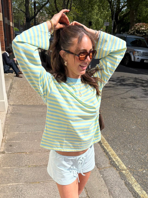 Long Sleeve Baby Blue and Butter Yellow