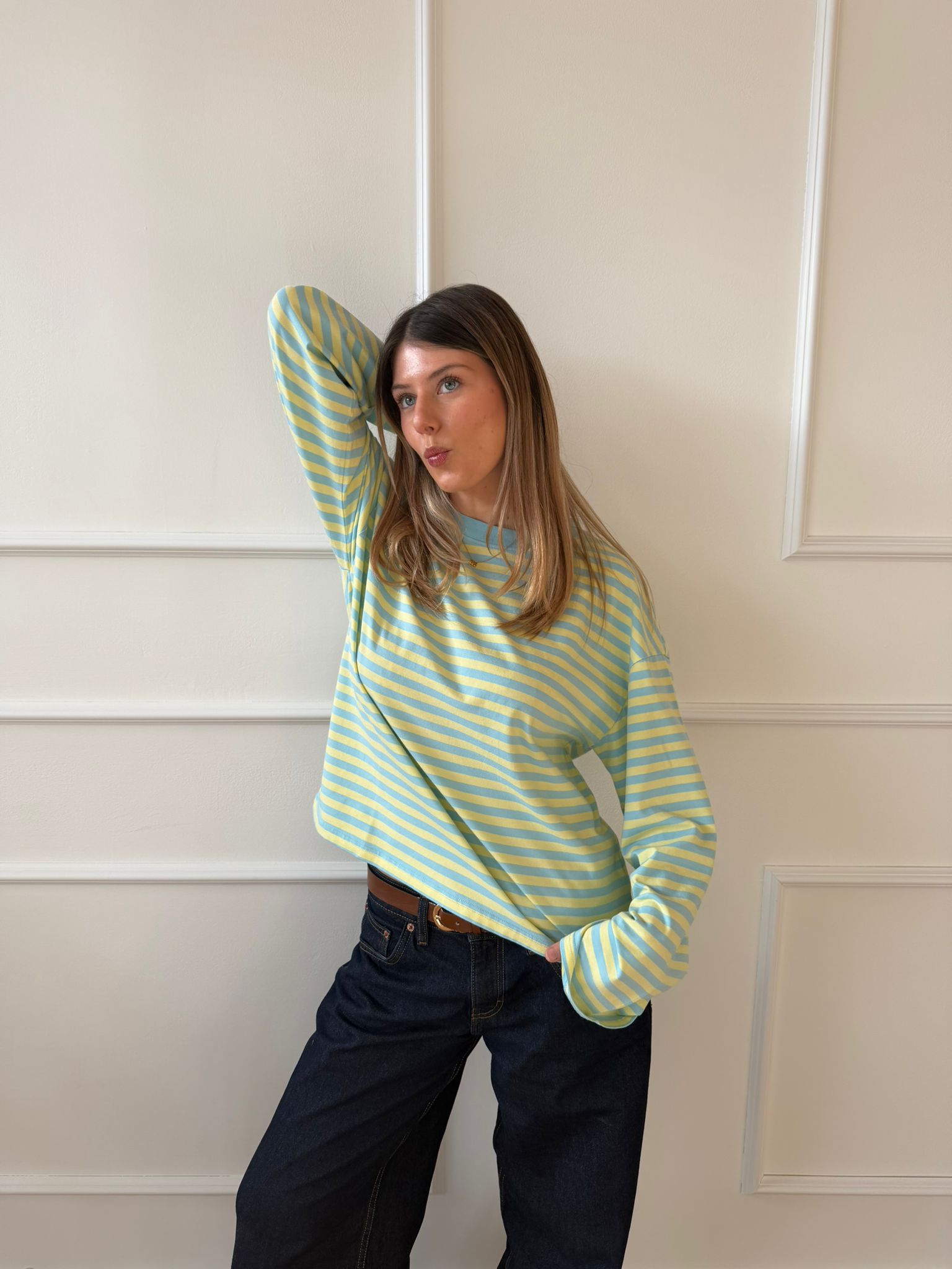 Long Sleeve Baby Blue and Butter Yellow