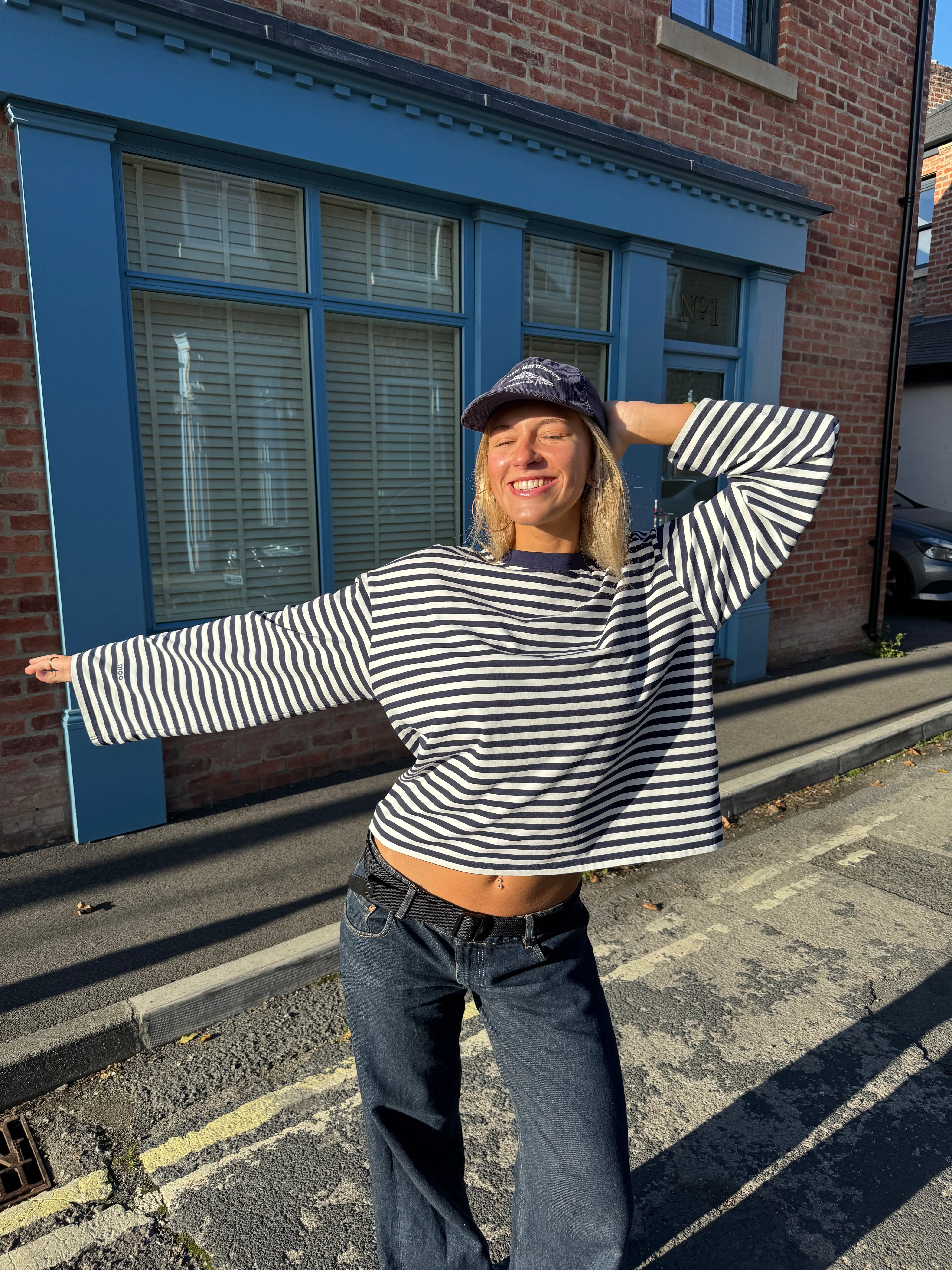 Long Sleeve Navy and White (PREORDER)