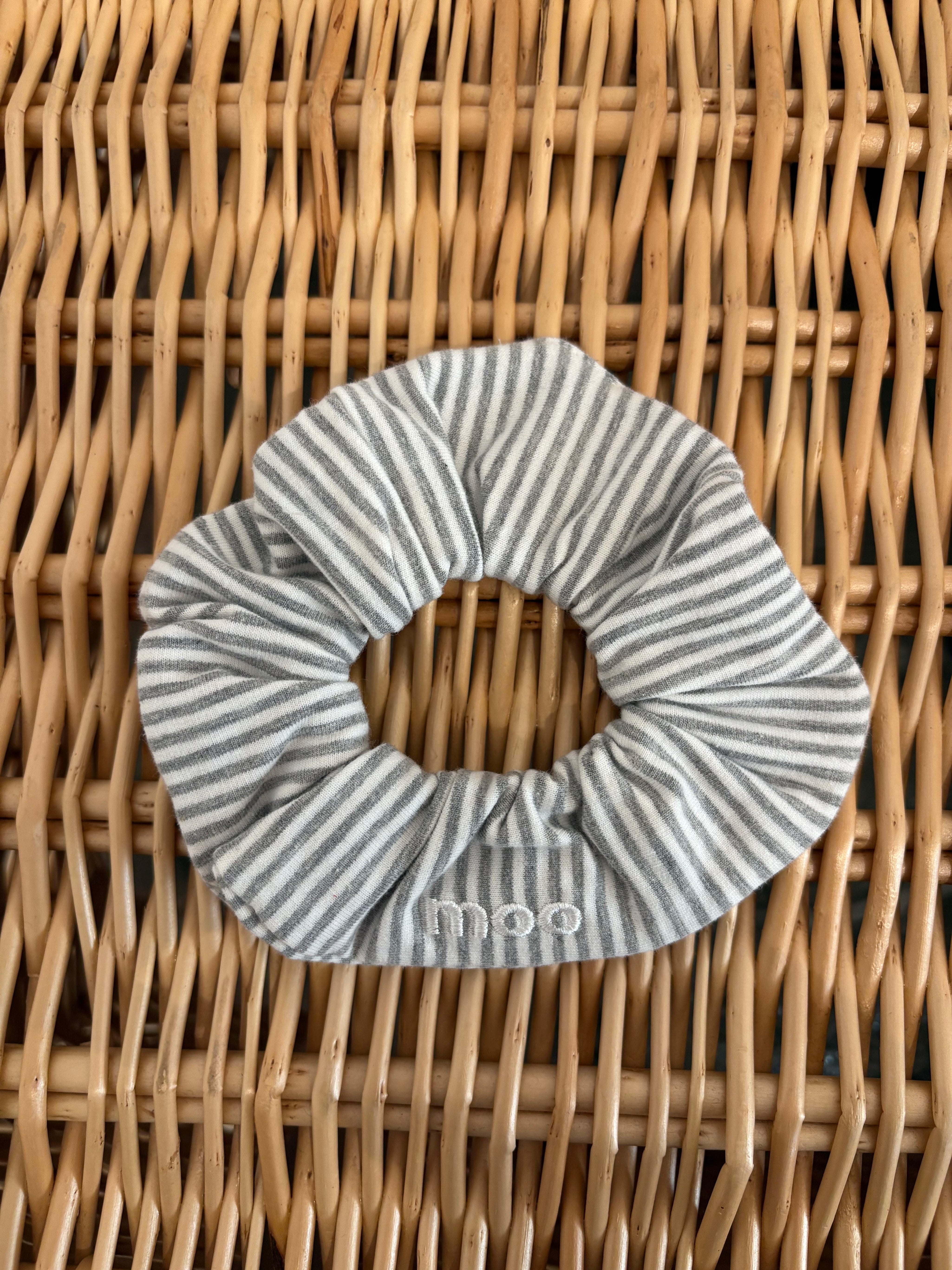 Soft Grey Striped Scrunchie