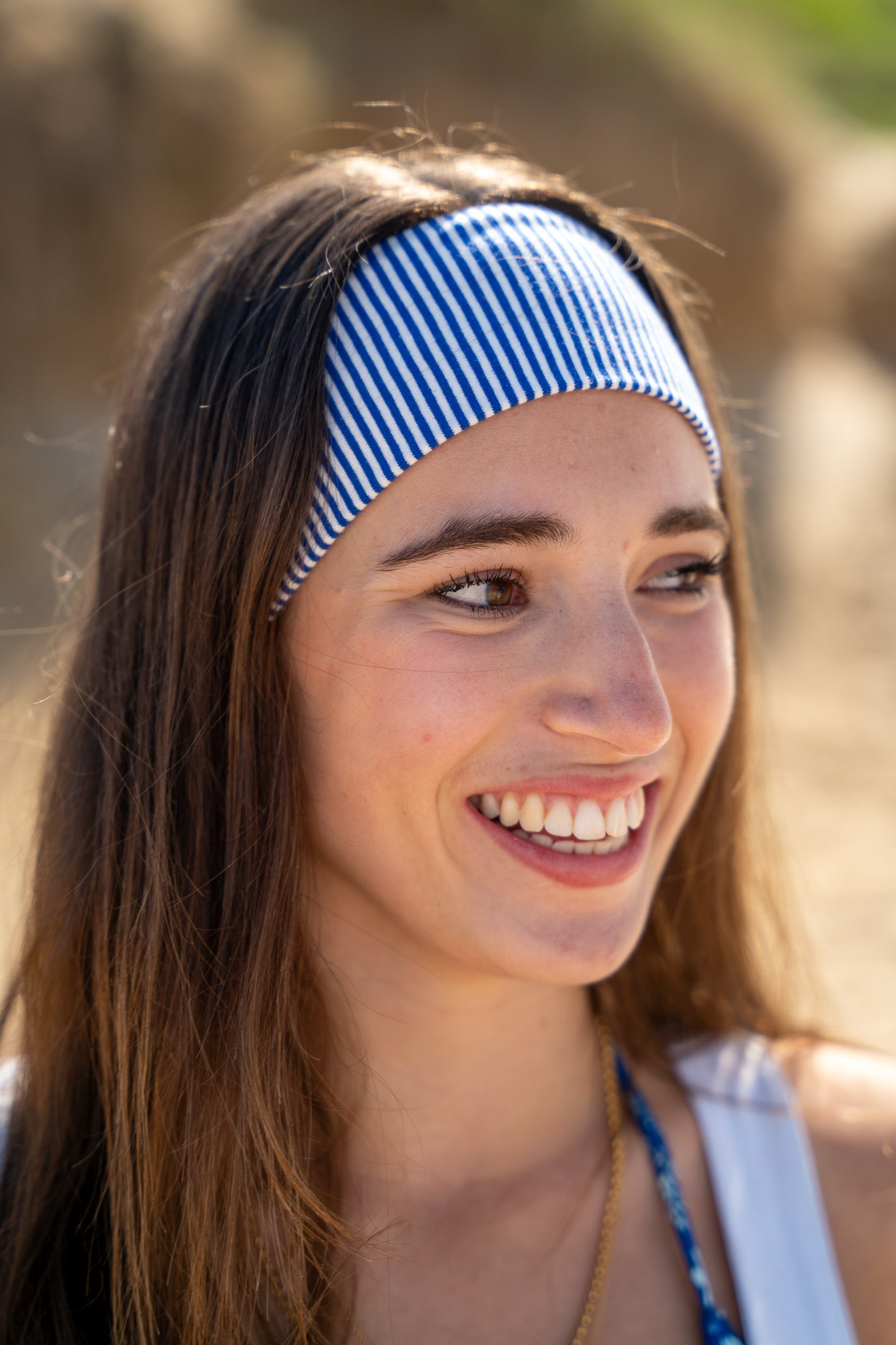 Blue Striped Headband