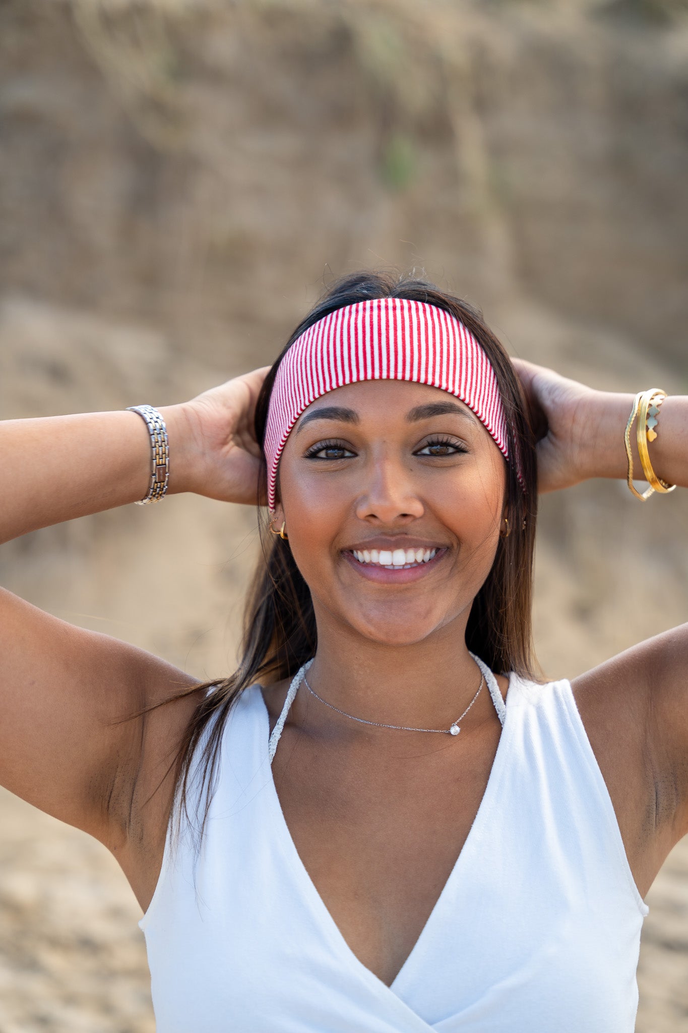 Ruby Red Striped Headband