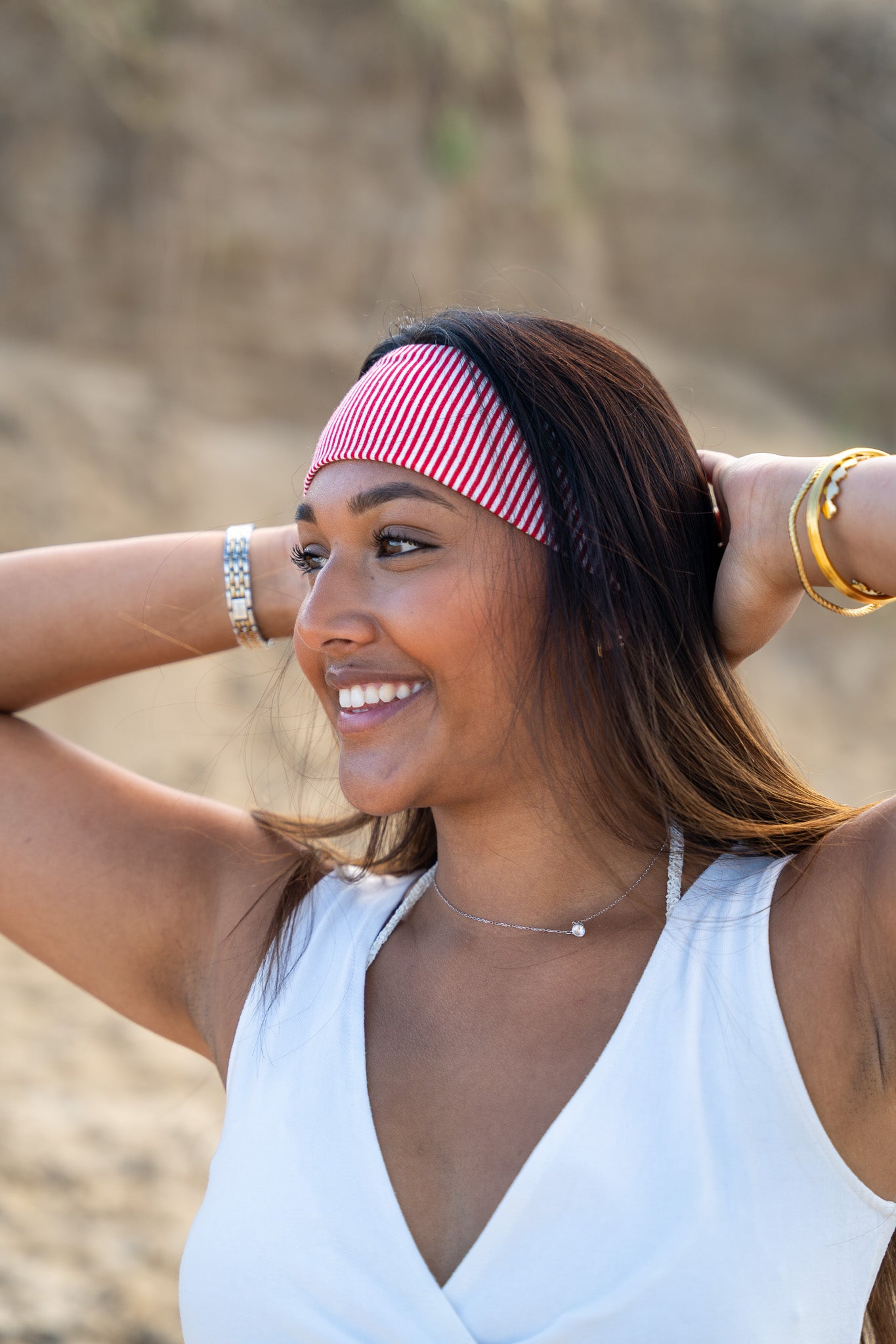 Ruby Red Striped Headband