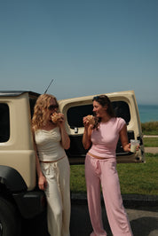Shoreside Trousers - Bright Pink Pointelle