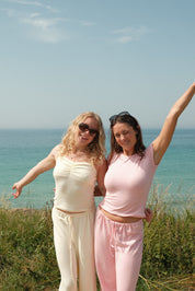 Shoreside Baby Tee - Bright Pink Pointelle
