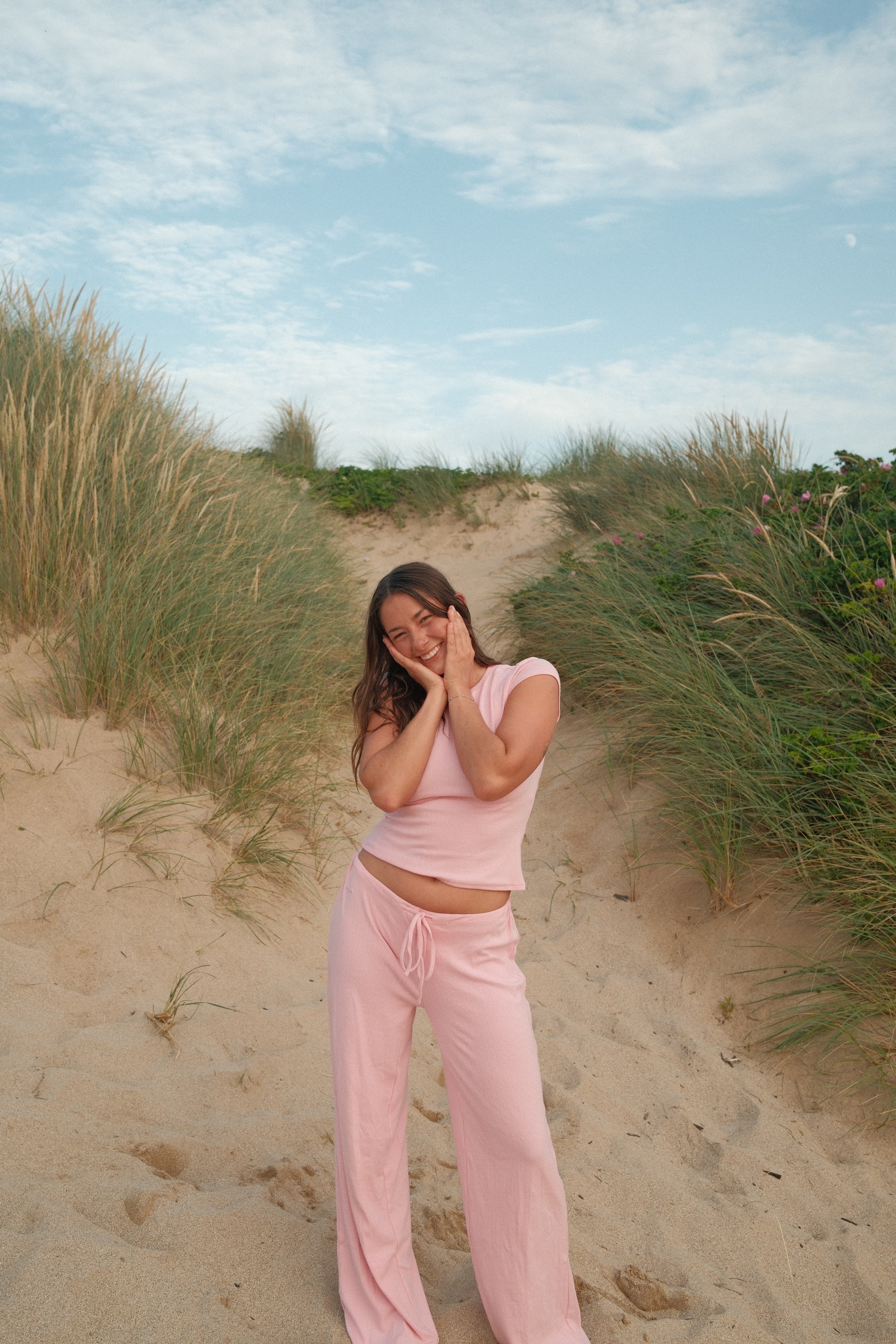 Shoreside Trousers - Bright Pink Pointelle