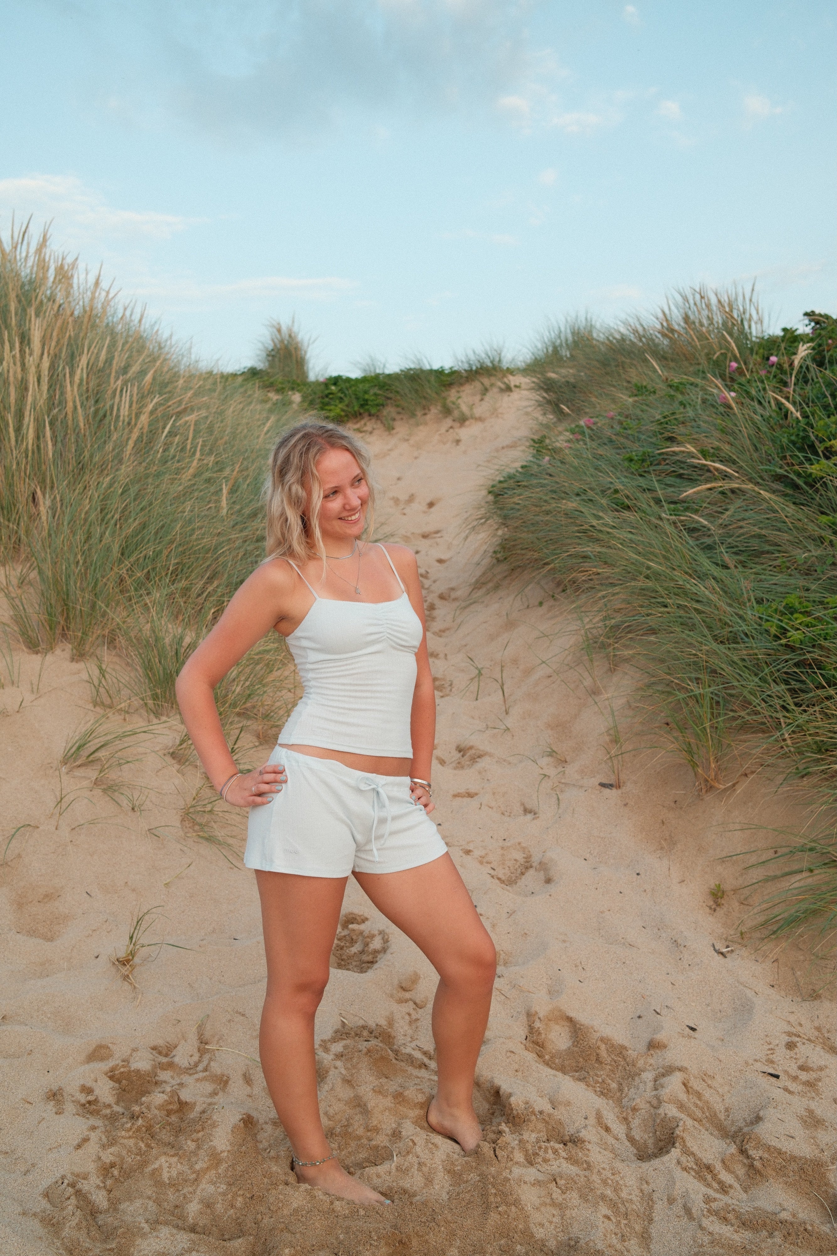 Shoreside Shorts - Baby Blue Pointelle