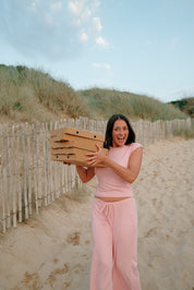Shoreside Trousers - Bright Pink Pointelle