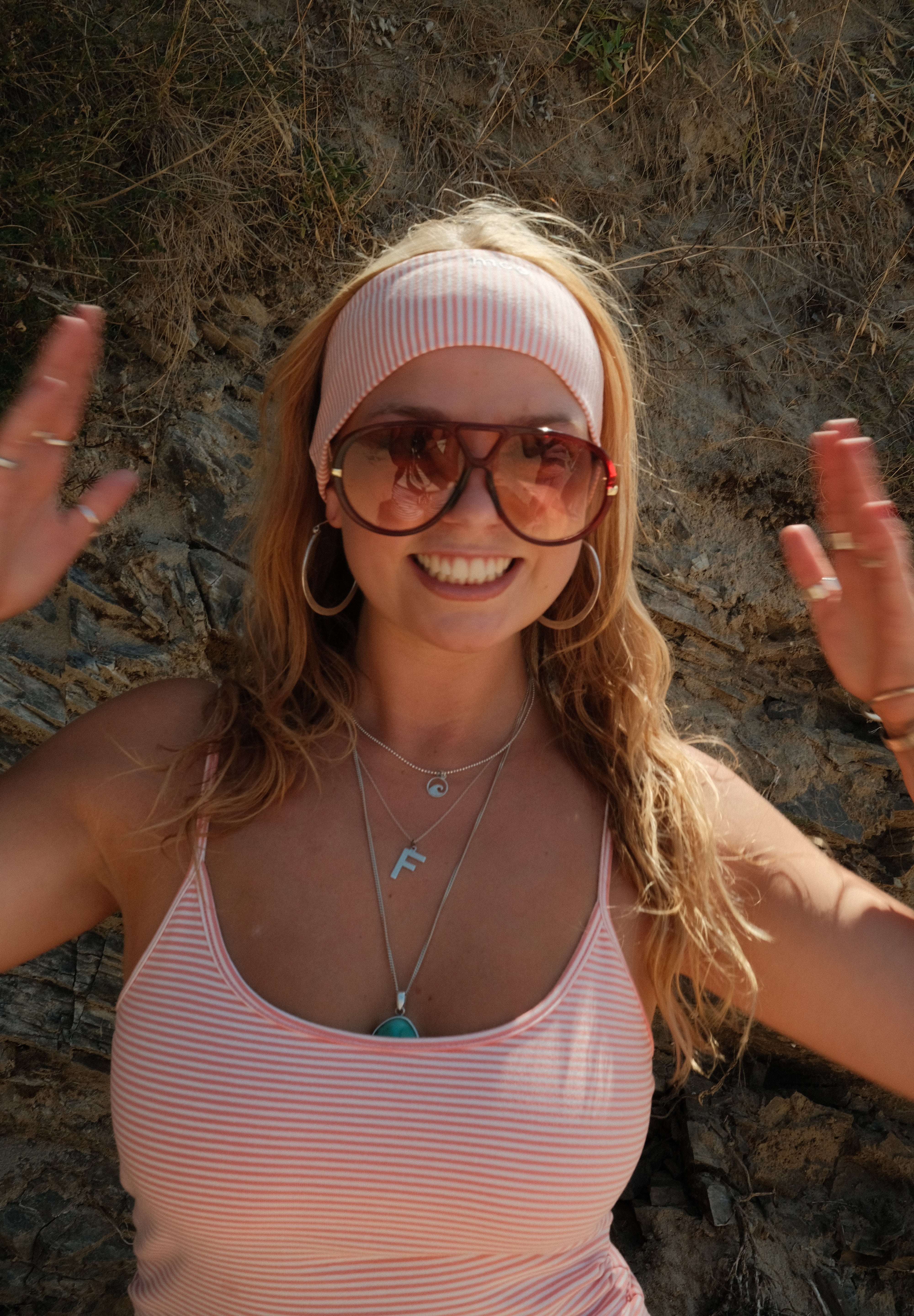 Coral Striped Headband