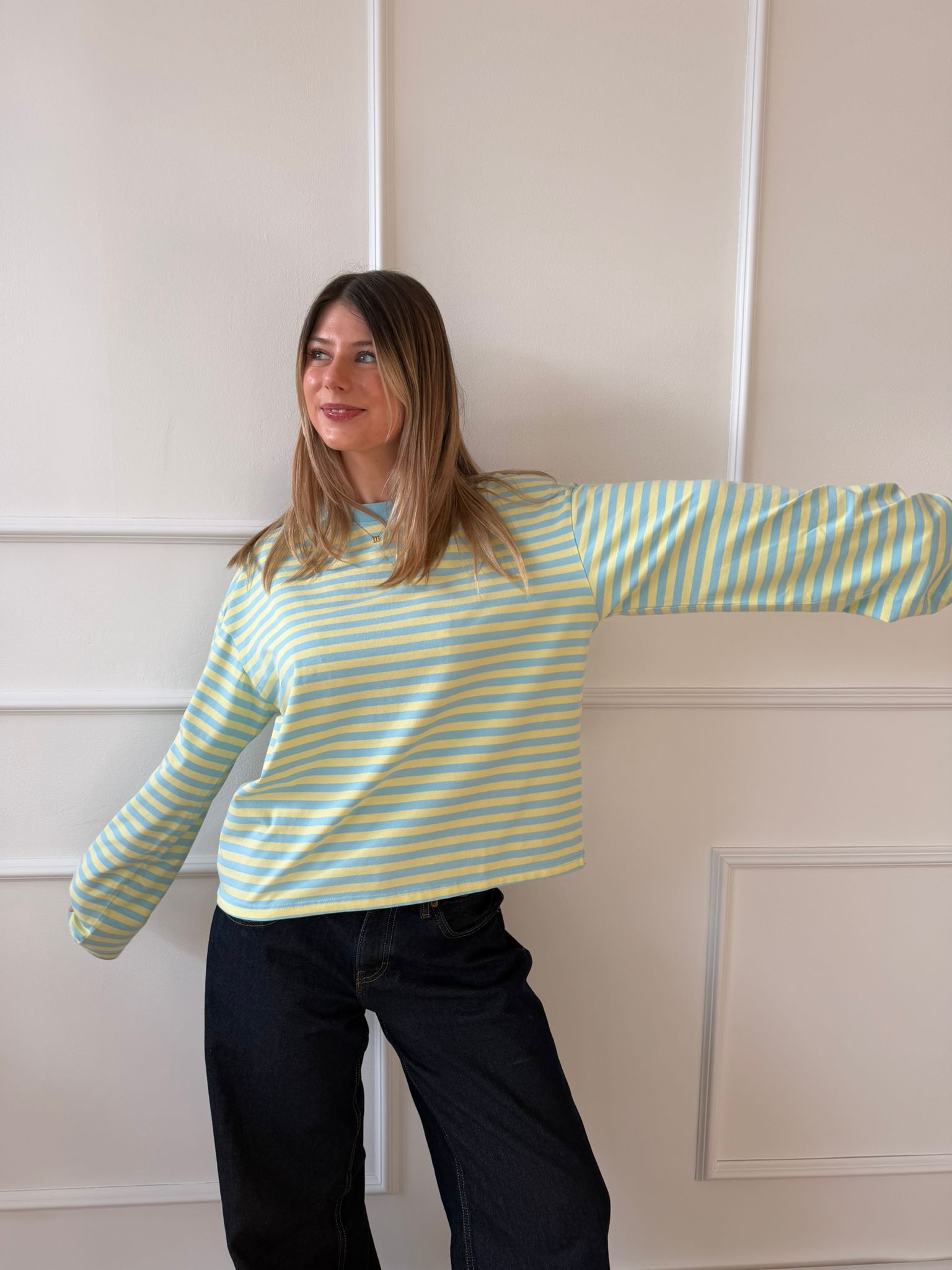 Long Sleeve Baby Blue and Butter Yellow