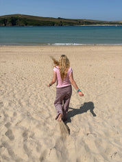 Flip Waist Trousers - Pink and Chocolate