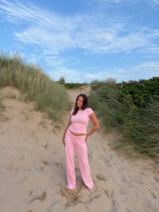 Shoreside Baby Tee - Bright Pink Pointelle
