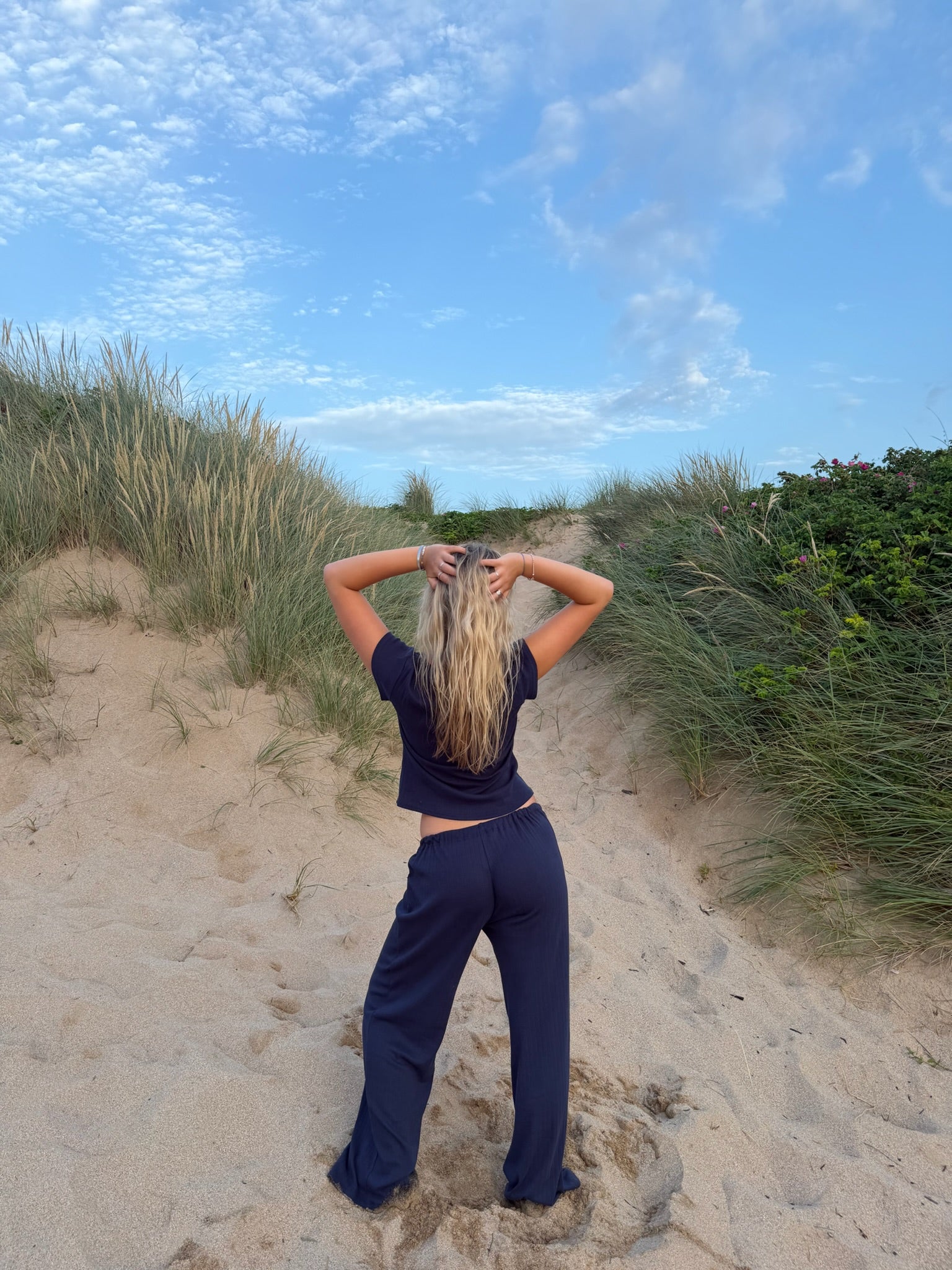 Shoreside Trousers - Navy Pointelle
