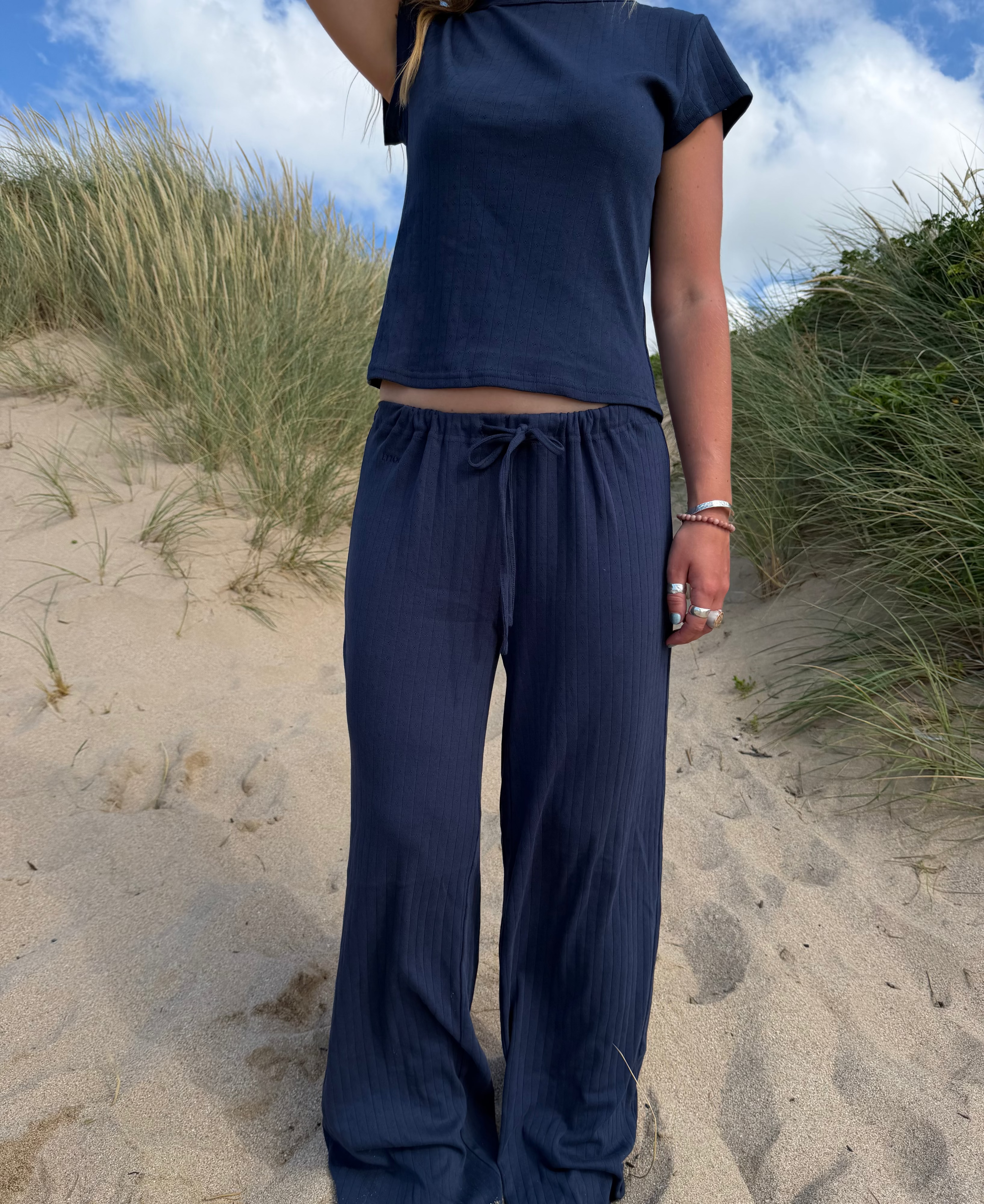 Shoreside Trousers - Navy Pointelle