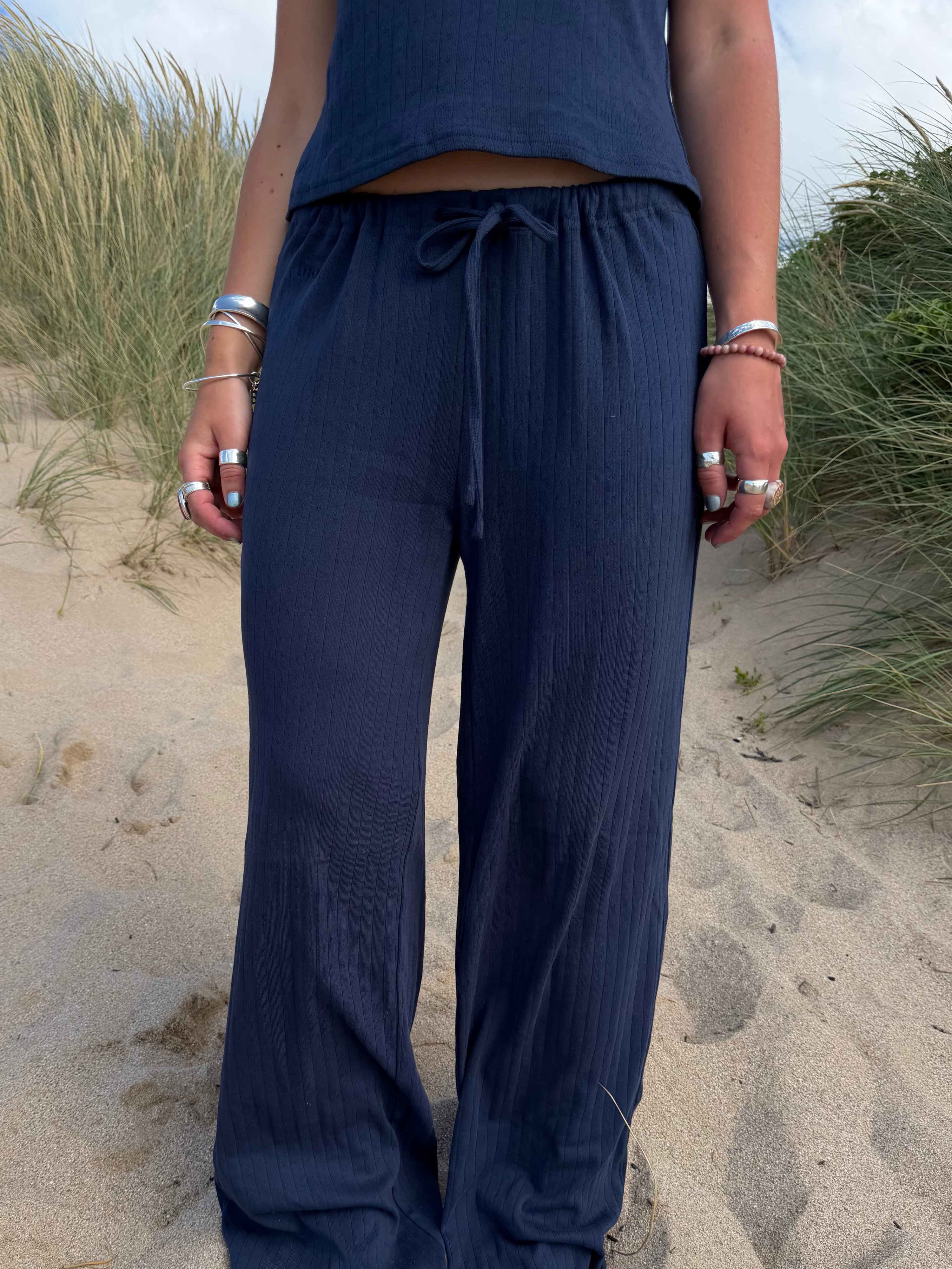 Shoreside Trousers - Navy Pointelle