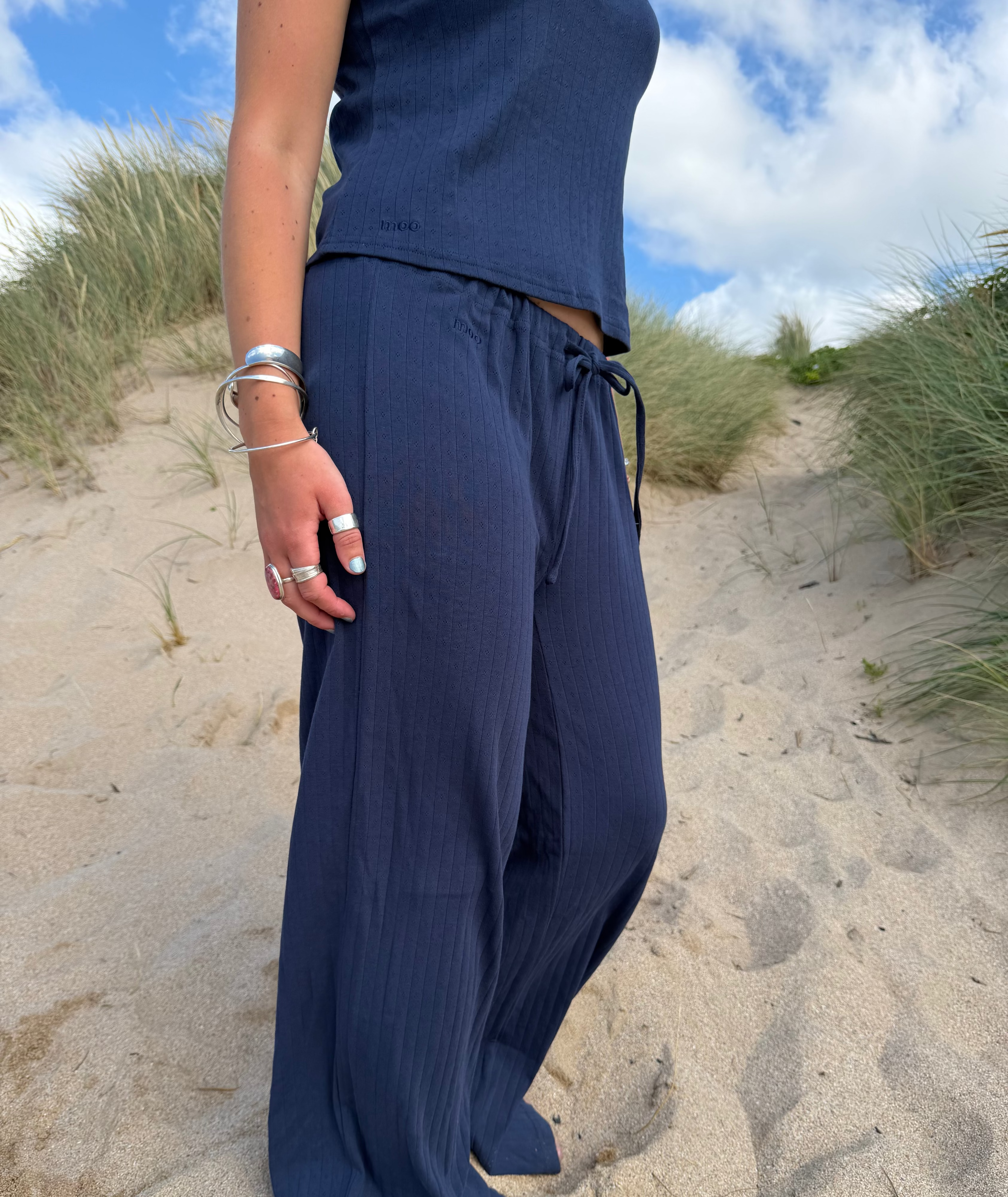 Shoreside Trousers - Navy Pointelle
