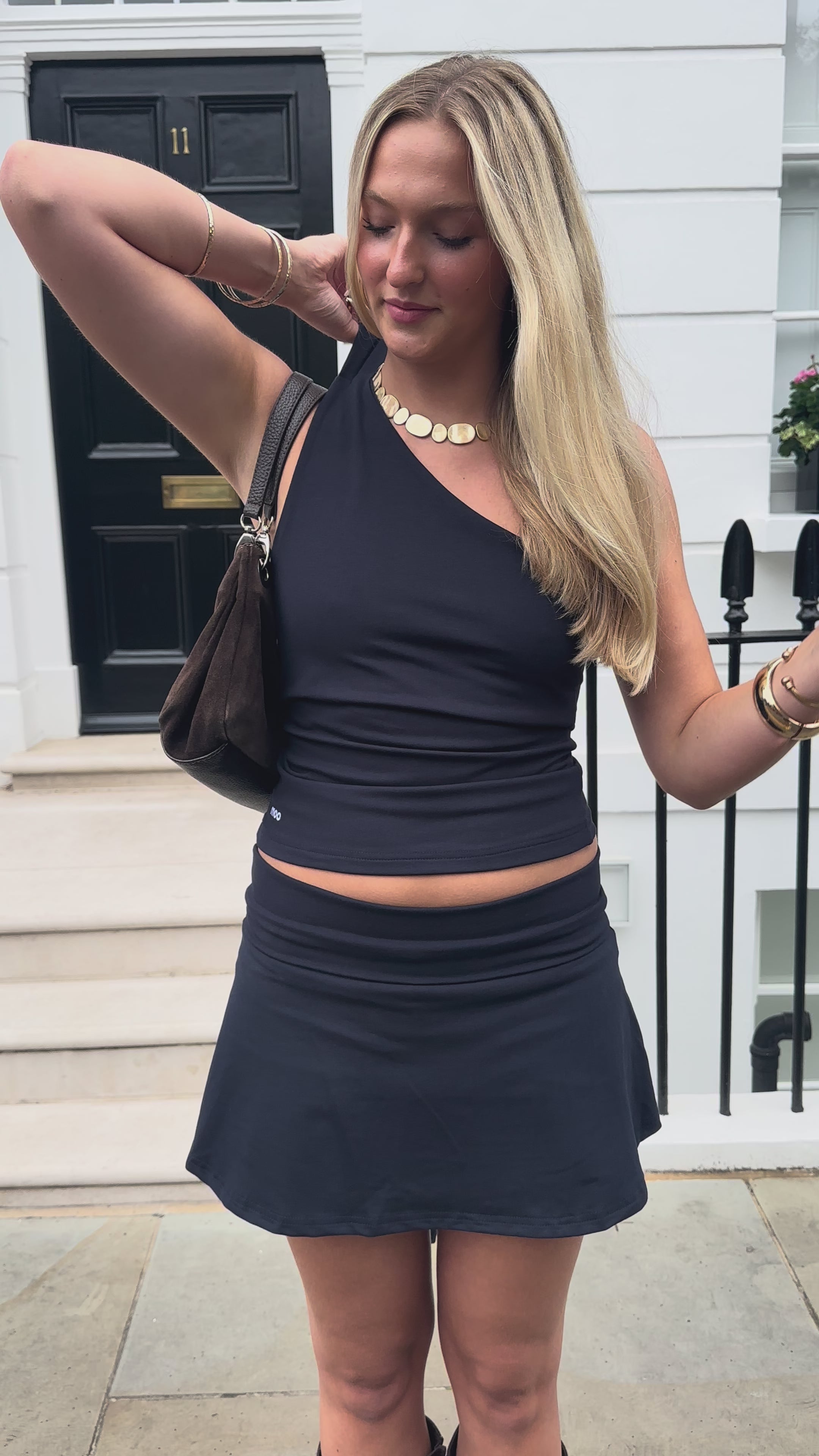 Navy Scarf Top